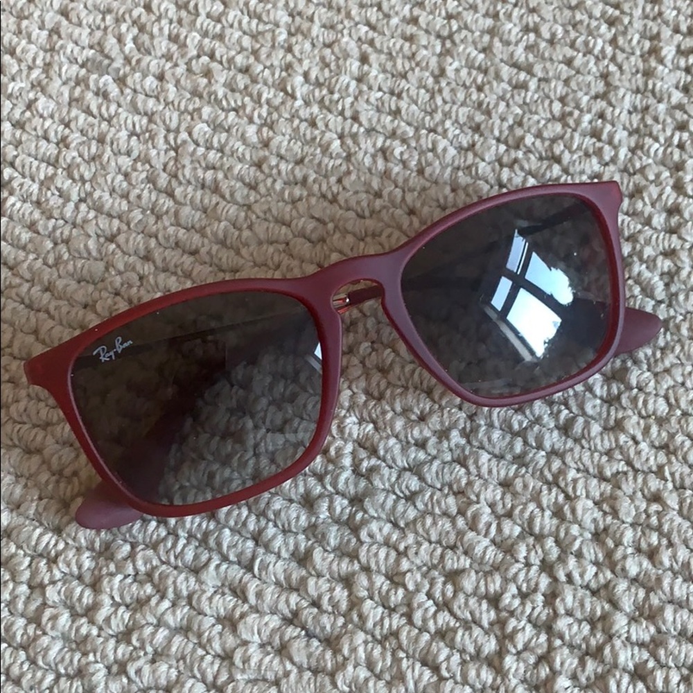 Ray-Ban Red Black Silver Sunglasses EUC